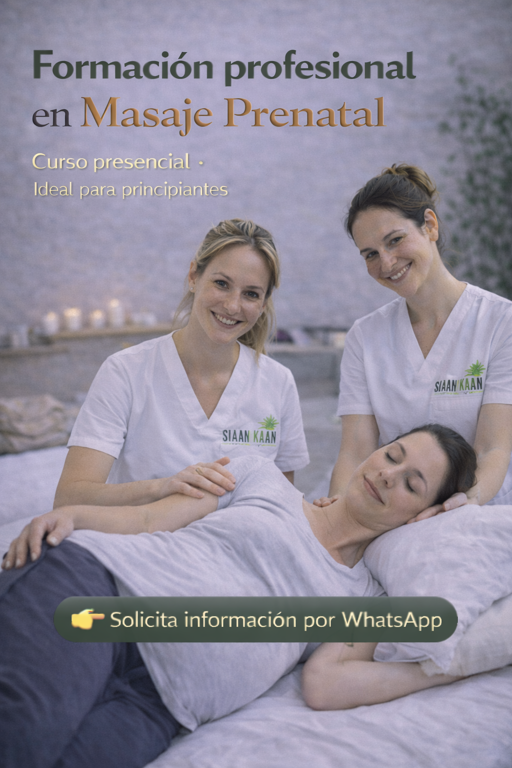 Masaje prenatal con cojines de soporte